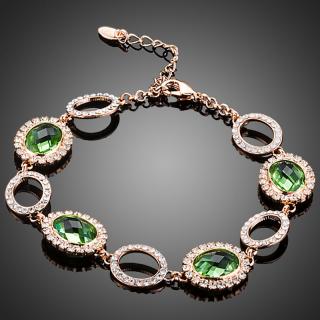 Francesca Petrucci Náramek Swarovski Elements Mariangela - 17 cm + 3 cm (prodloužení) / Zelená NR0087