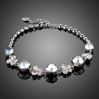 Francesca Petrucci Náramek Swarovski Elements Piovene - květina - Světle modrá / 17 cm + 3 cm (prodloužení) NR0168