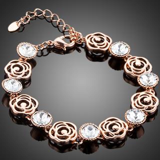 Francesca Petrucci Náramek Swarovski Elements Sebastiani - květina - Bílá/čirá / 16 cm + 3 cm (prodloužení) NR0127