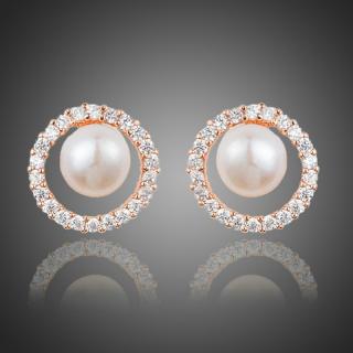 Francesca Petrucci Náušnice Swarovski Elements Bruno - perla - Zlatá E0212