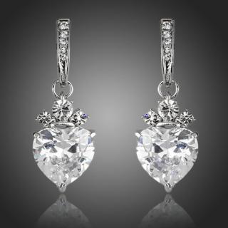 Francesca Petrucci Náušnice Swarovski Elements Coeur - srdíčka - Bílá/čirá E0137