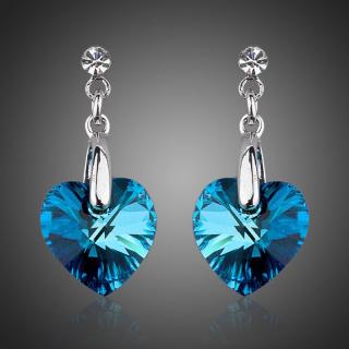 Francesca Petrucci Náušnice Swarovski Elements Dareau - srdíčka - Tmavě modrá E0036