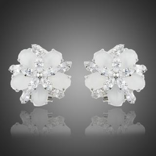 Francesca Petrucci Náušnice Swarovski Elements Fiorita - Bílá/čirá E0245