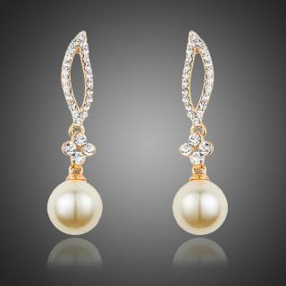 Francesca Petrucci Náušnice Swarovski Elements Frida s perlou - Bílá/čirá E0208