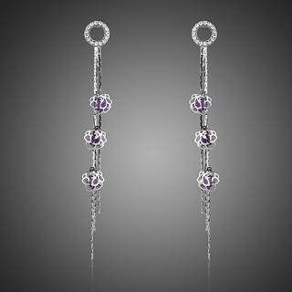 Francesca Petrucci Náušnice Swarovski Elements Marquise - květina - Fialová E0265