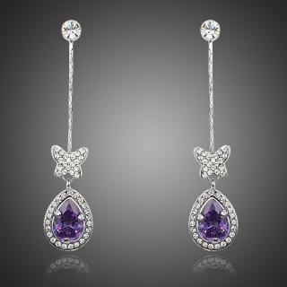 Francesca Petrucci Náušnice Swarovski Elements Reina - motýl - Fialová E0188