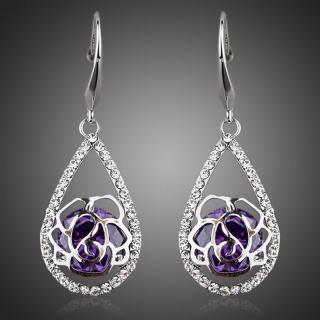 Francesca Petrucci Náušnice Swarovski Elements Rossana - květina - Fialová E0049