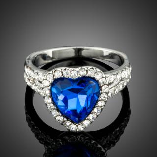 Francesca Petrucci Prsten Swarovski Elements Leggieri - srdce - Tmavě modrá / 57 P0207