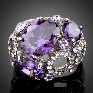 Francesca Petrucci Prsten Swarovski Elements Ric - 57 / Fialová P0074