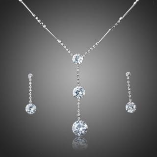 Francesca Petrucci Souprava náhrdelníku a náušnic Swarovski Elements  Aceline - Bílá/čirá / 40 cm + 5 cm (prodloužení) SET0037