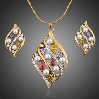 Francesca Petrucci Souprava náhrdelníku a náušnic Swarovski Elements  Adimari - Barevná/více barev / 40 cm + 5 cm (prodloužení) SET0016