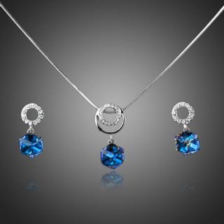 Francesca Petrucci Souprava náhrdelníku a náušnic Swarovski Elements Alcina - 37 cm + 3 cm (prodloužení) / Tmavě modrá SET0032