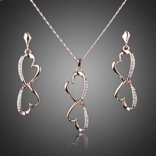 Francesca Petrucci Souprava náhrdelníku a náušnic Swarovski Elements Amicia-srdíčko - Zlatá / 40 cm + 5 cm (prodloužení) SET0040