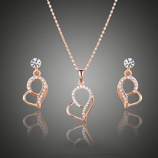 Francesca Petrucci Souprava náhrdelníku a náušnic Swarovski Elements Artoisa - srdíčko - Zlatá / 39 cm + 4 cm (prodloužení) SET0174