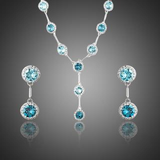Francesca Petrucci Souprava náhrdelníku a náušnic Swarovski Elements Calabrese - Světle modrá / 41 cm + 4 cm (prodloužení) SET0199