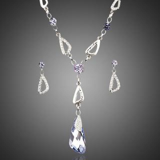 Francesca Petrucci Souprava náhrdelníku a náušnic Swarovski Elements Clariss - Fialová / 40 cm + 5 cm (prodloužení) SET0006