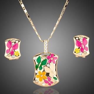Francesca Petrucci Souprava náhrdelníku a náušnic Swarovski Elements Cyrille - motýlek - 44 cm + 3 cm (prodloužení) / Barevná/více barev SET0002