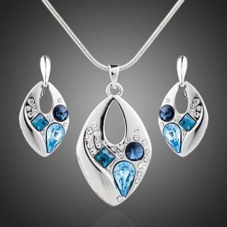 Francesca Petrucci Souprava náhrdelníku a náušnic Swarovski Elements Ellise - 39 cm + 3 cm (prodloužení) / Světle modrá SET0042