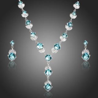 Francesca Petrucci Souprava náhrdelníku a náušnic Swarovski Elements Fifine - Světle modrá / 40 cm + 3 cm (prodloužení) SET0144