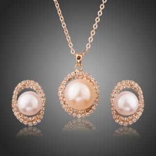 Francesca Petrucci Souprava náhrdelníku a náušnic Swarovski Elements Gianetta - 42 cm + 5 cm (prodloužení) / Zlatá SET0225
