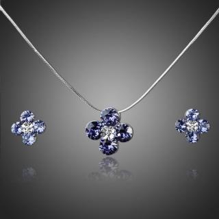 Francesca Petrucci Souprava náhrdelníku a náušnic Swarovski Elements Jasmin - Fialová / 37 cm + 3 cm (prodloužení) SET0029