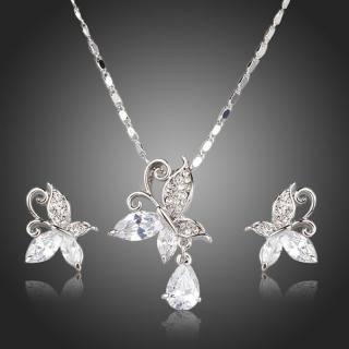 Francesca Petrucci Souprava náhrdelníku a náušnic Swarovski Elements Pietra - 40 cm + 5 cm (prodloužení) / Bílá/čirá SET0141