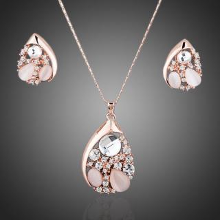 Francesca Petrucci Souprava náhrdelníku a náušnic Swarovski Elements Pleasance - Bílá/čirá / 39 cm + 3 cm (prodloužení) SET0053