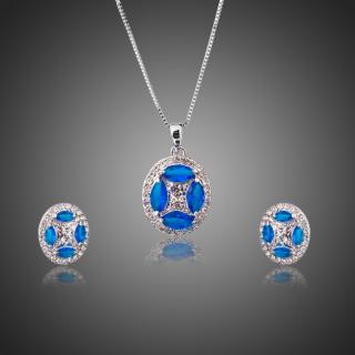 Francesca Petrucci Souprava náhrdelníku a náušnic Swarovski Elements Ricco - 42 cm + 5 cm (prodloužení) / Tmavě modrá SET0240