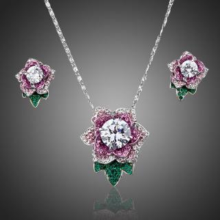 Francesca Petrucci Souprava náhrdelníku a náušnic Swarovski Elements Ruffina - květina - 40 cm + 3 cm (prodloužení) / Barevná/více barev SET0021