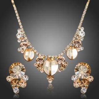 Francesca Petrucci Souprava náhrdelníku a náušnic Swarovski Elements Sansonia - 42 cm + 3 cm (prodloužení) / Zlatá SET0131