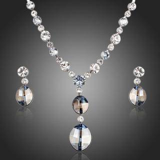 Francesca Petrucci Souprava náhrdelníku a náušnic Swarovski Elements Santisi - 40 cm + 3 cm (prodloužení) / Světle modrá SET0154