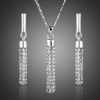 Francesca Petrucci Souprava náhrdelníku a náušnic Swarovski Elements White Elegance - Bílá/čirá / 40 cm + 5 cm (prodloužení) SET0216