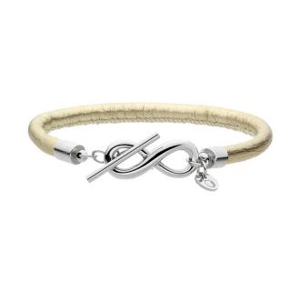 Manoki Náramek Lana přírodní kůže a chirurgická ocel - infinity - Zlatá / 19 cm (S) BA428SG