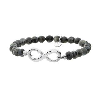 Manoki Náramek Lola chirurgická ocel a přírodní Labradorit - infinity - Šedá BA394S