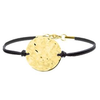Manoki Náramek Zoe chirurgická ocel a bavlněná šňůrka - Zlatá / 16 cm + 2 cm (prodloužení) BA767G