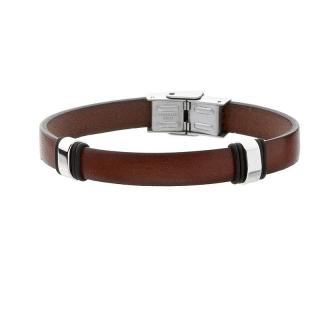 Manoki Pánský náramek Felipe chirurgická ocel, přírodní kůže - Hnědá / 21,5 cm (možnost zkrácení) BA369A