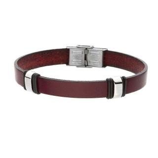 Manoki Pánský náramek Paul z pravé kůže a chirurgické oceli - Hnědá / 21,5 cm (možnost zkrácení) BA369H