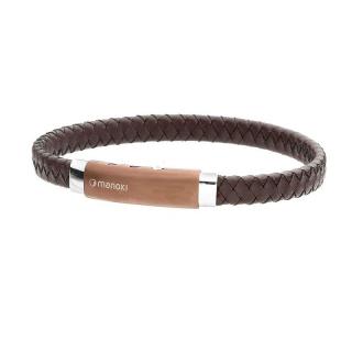 Manoki Pánský náramek Raúl z pravé kůže a chirurgické oceli - Hnědá / 20 cm - 22,5 cm (nastavitelná) BA339A