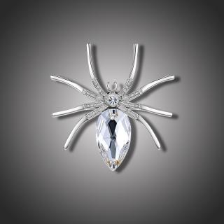 MCK Style Brož Swarovski Elements Araignée - pavouček - Bílá/čirá B3012