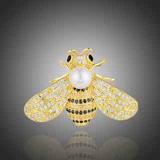 MCK Style Brož Swarovski Elements Gabriella - včela - Zlatá B3018