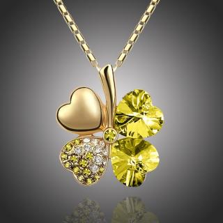 Sisi Jewelry Náhrdelník Swarovski Elements Čtyřlístek pro štěstí - zlato žlutý - Žlutá / 40 cm + 5 cm (prodloužení) NH1080