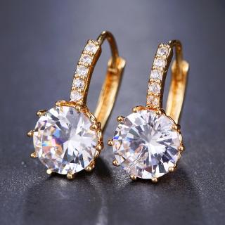 Sisi Jewelry Náušnice Swarovski Elements Bernadette Gold - Bílá/čirá E4001