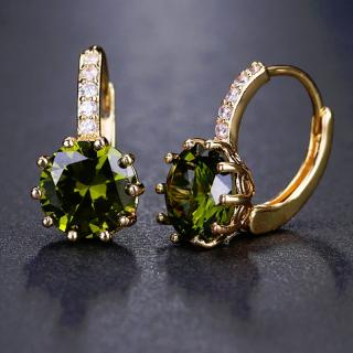 Sisi Jewelry Náušnice Swarovski Elements Bernadette Gold Emerald - Zelená 2 E4005
