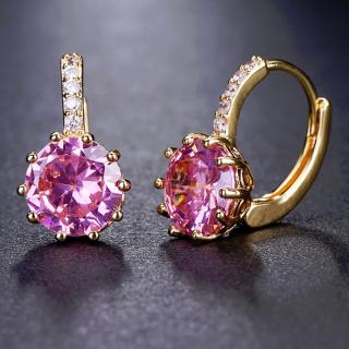 Sisi Jewelry Náušnice Swarovski Elements Bernadette Gold Rose - Růžová E4006