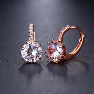 Sisi Jewelry Náušnice Swarovski Elements Bernadette Rose Gold - Bílá/čirá E4007
