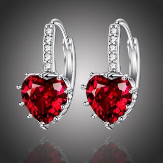 Sisi Jewelry Náušnice Swarovski Elements Elizabeth Garnet - srdíčko - Červená E1142