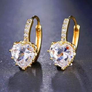 Sisi Jewelry Náušnice Swarovski Elements Elizabeth Gold - srdíčko - Bílá/čirá E1140