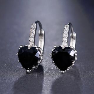 Sisi Jewelry Náušnice Swarovski Elements Elizabeth Night - srdíčko - Černá E1143