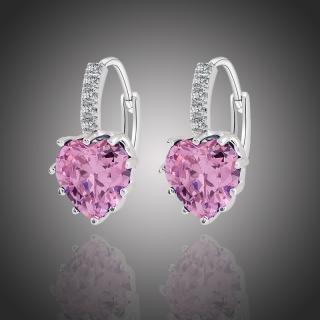 Sisi Jewelry Náušnice Swarovski Elements Elizabeth Rose - srdíčko - Růžová E1105