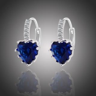 Sisi Jewelry Náušnice Swarovski Elements Elizabeth Sapphire - srdíčko - Tmavě modrá E1104